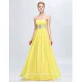 Grace Karin Strapless Sweetheart Chiffon Long barato Padrão De Vestido De Baile Amarelo CL6002